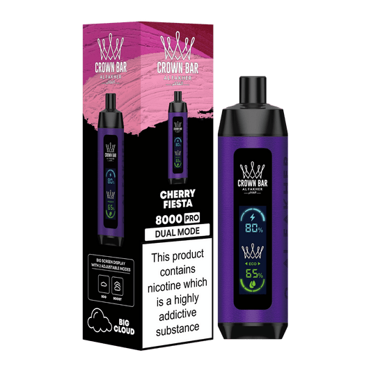 Al Fakher Crown Bar Vape 8000 Pro Dual Puffs Cherry Fiesta Liquid