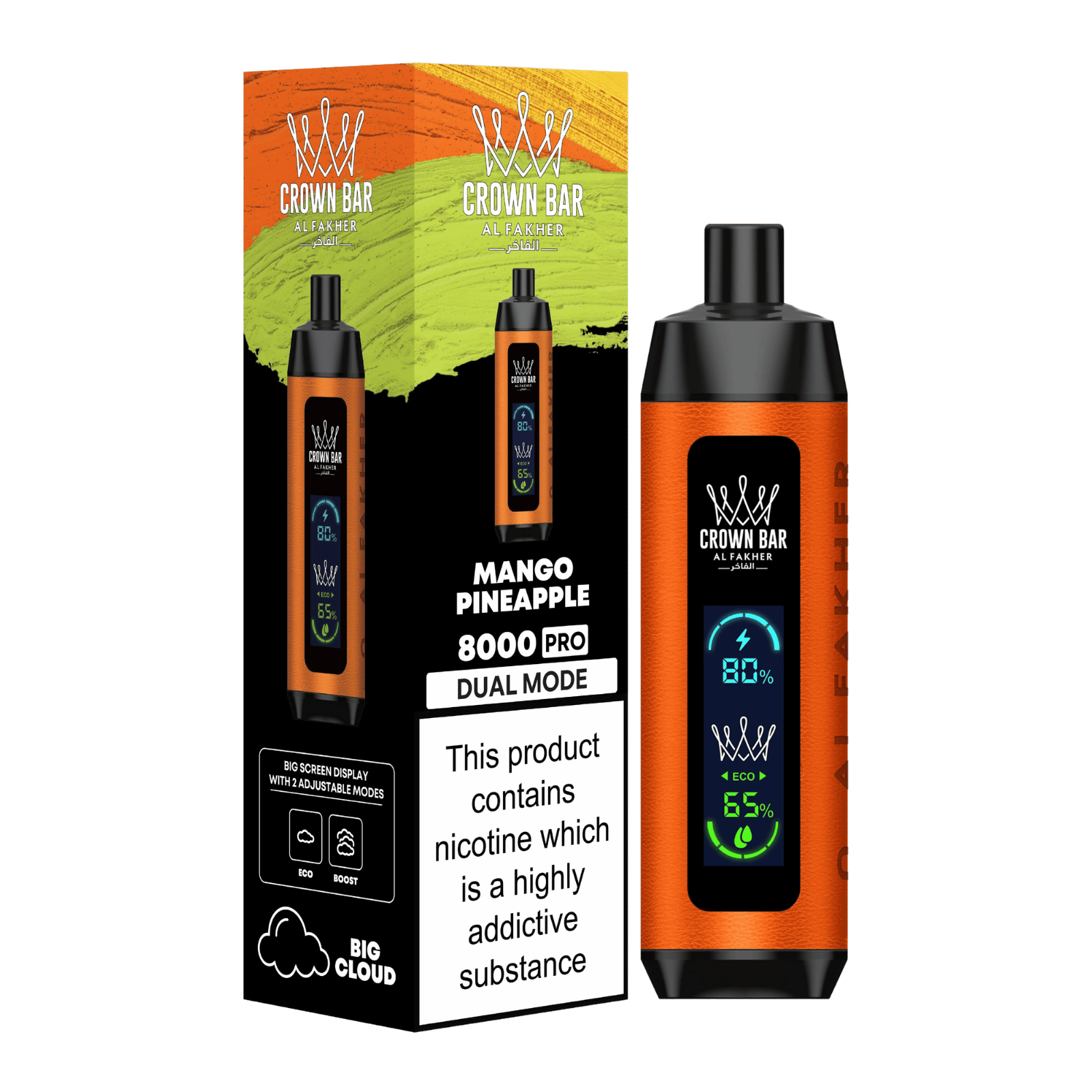 Al Fakher Crown Bar Vape 8000 Pro Dual Puffs Mango Pineapple Liquid