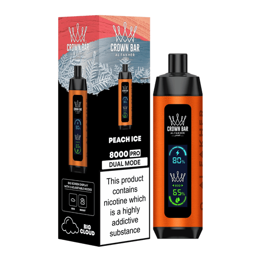 Al Fakher Crown Bar Vape 8000 Pro Dual Puffs Peach Ice Liquid