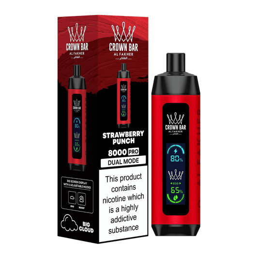 Al Fakher Crown Bar Vape 8000 Pro Dual Puffs Strawberry Punch Liquid