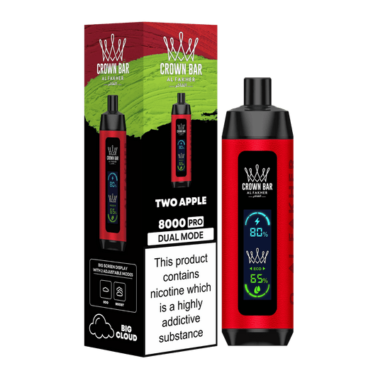 Al Fakher Crown Bar Vape 8000 Pro Dual Puffs Two Apple Liquid