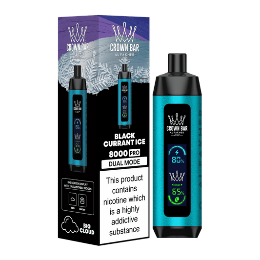 Al Fakher Crown Bar Vape 8000 Pro Dual Puffs Blackcurrant Ice Liquid