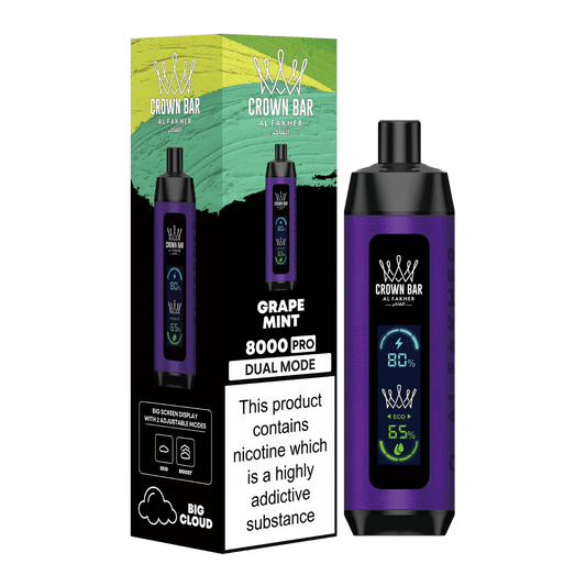 Al Fakher Crown Bar Vape 8000 Pro Dual Puffs Grape Mint Liquid