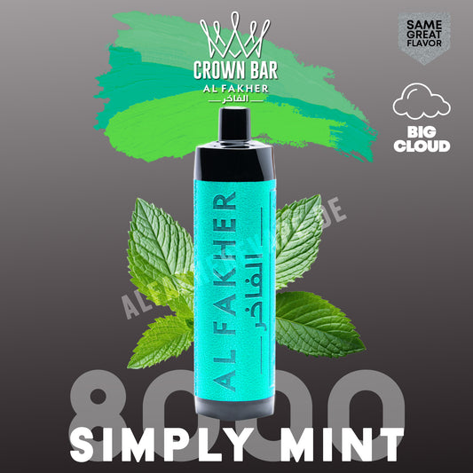 Al Fakher Crown Bar Vape 8000 Puffs Simply Mint Liquid