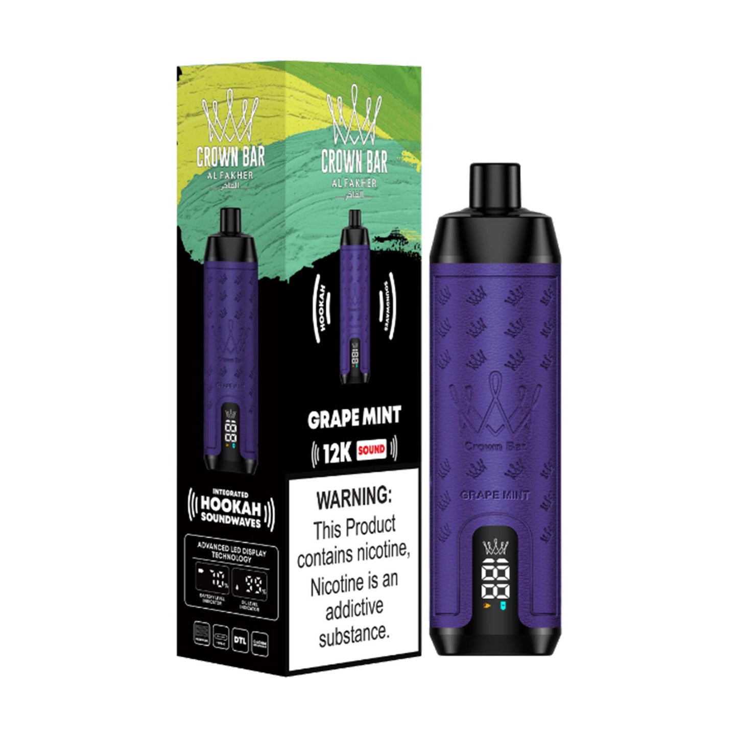 Al Fakher Crown Bar Vape 12000 Züge Grape Mint Liquid