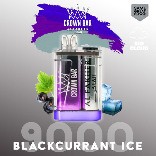 Al Fakher Crown Bar Vape 9000 Züge Blackcurrant Ice Liquid