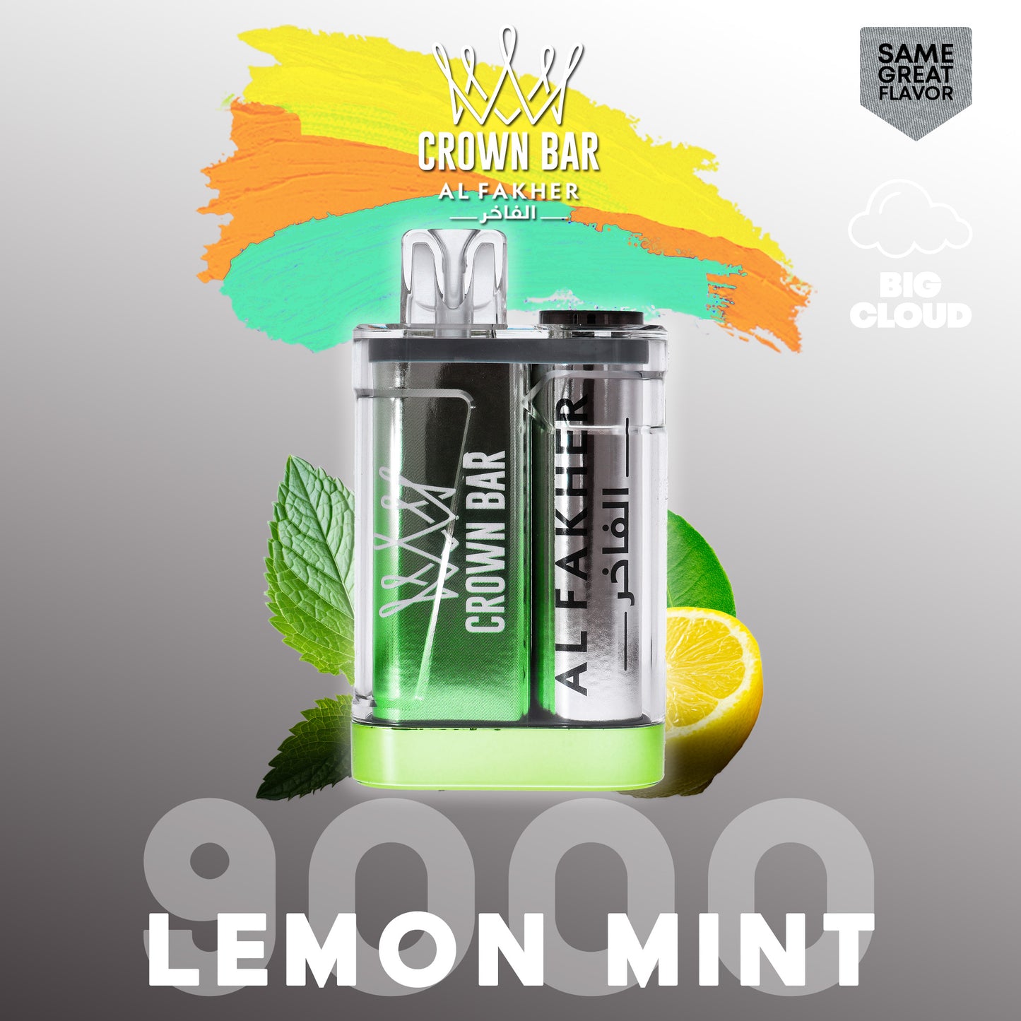 Al Fakher Crown Bar Vape 9000 Züge Lemon Mint Liquid